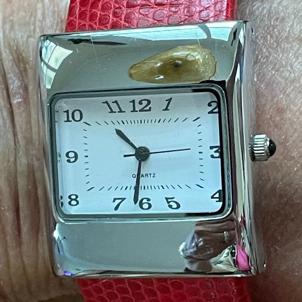Quartz Movement Red Band Ladies Cuff Watch - Picture 9 of 11